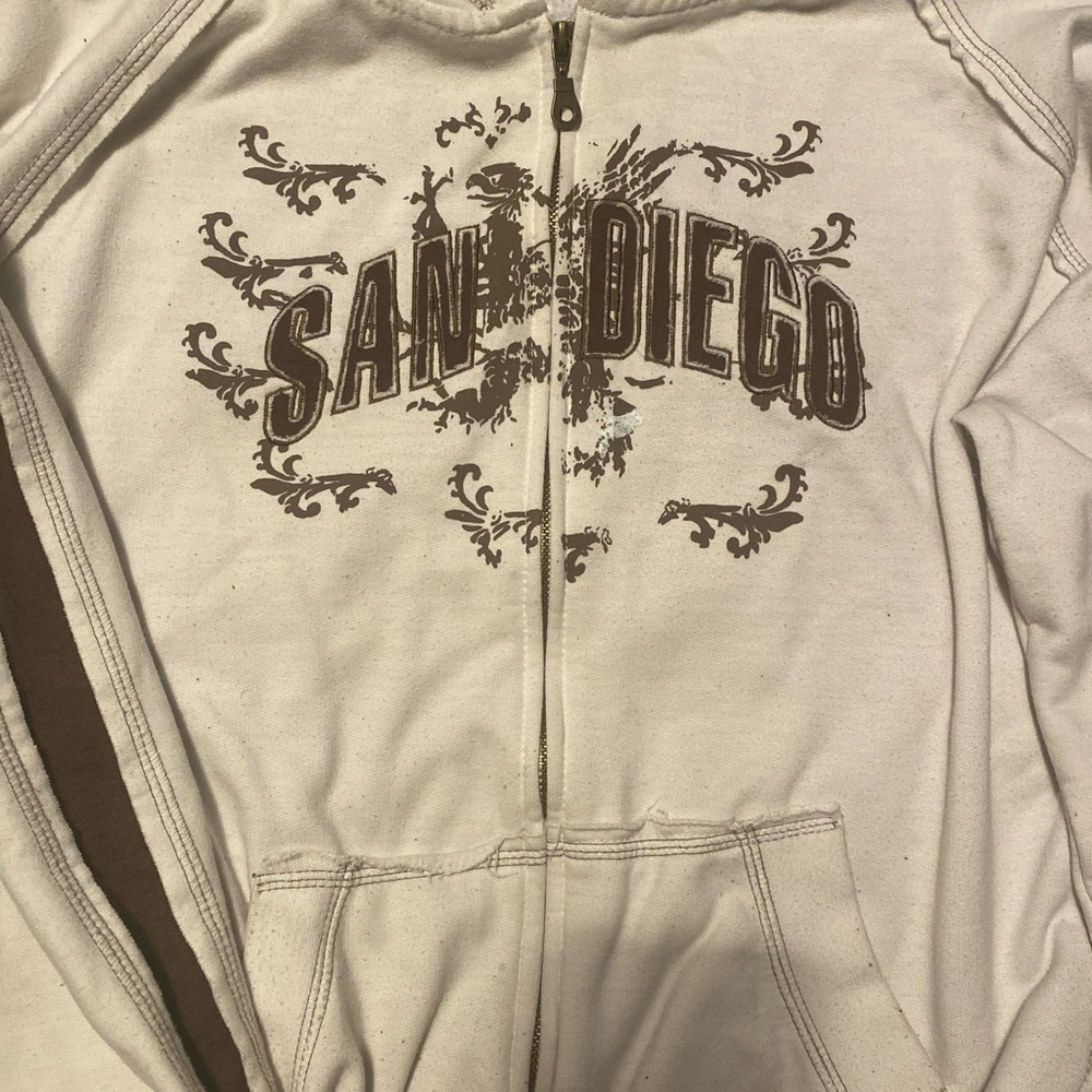 San Diego Graphic Hoodie - White and Brown